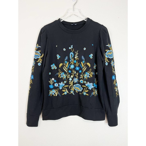 DREW Sweaters - Drew Black Pullover Embroidered Sweatshirt Women's Size Medium